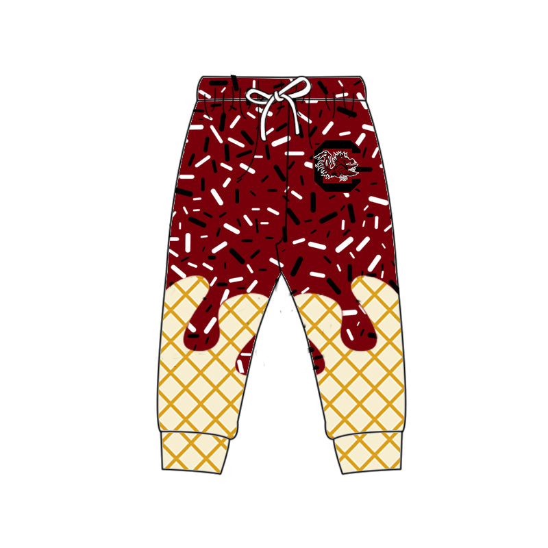 Custom summer teams baby girls clothes team brick red hooded long sleeve tops and short sleeve top and dress and pants and shorts-25.5.28
