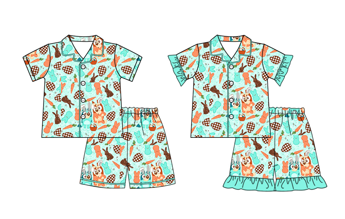 12.27 custom each style moq 5eta 4-6week Sibling Sister easter baby girls short sleeve shorts sets 1 and sets 2 match design