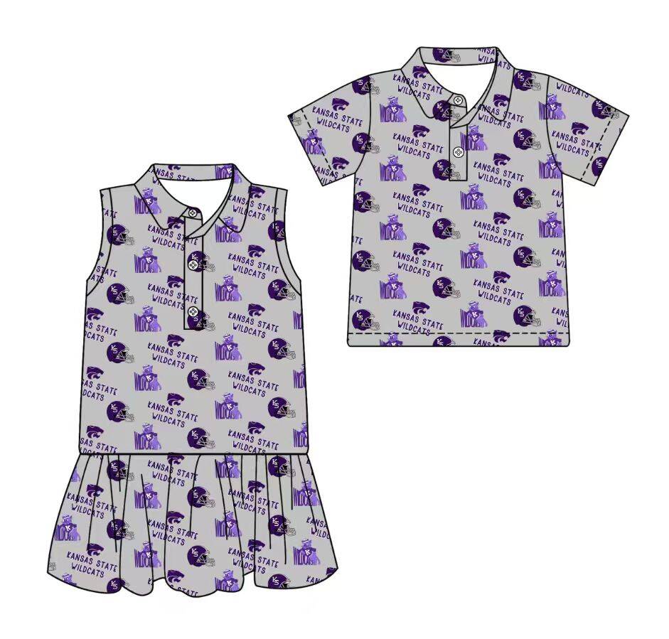 Custom moq 5 mix size milk silk summer teams Grey Sleeveless Dress for Baby Girl Short-Sleeved Polo Shirt for Boy