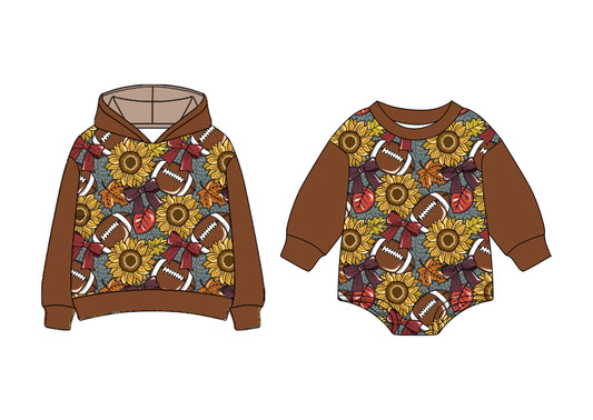 25.7.8 custom each style moq 5eta 4-6week Sibling Sisters rugby bow floral baby boy long sleeve romper and top match family design