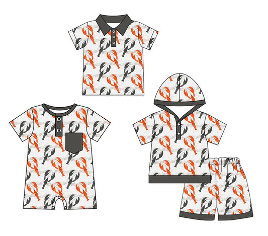 11.28 custom each style moq 5eta 4-6week Sibling Sister crayfish baby boy short sleeve shorts sets and boy romper and top match design