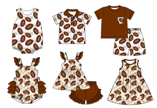 11.13 custom each style moq 5eta 4-6week Sibling Sister rugby baby girl short sleeve shorts sets and sets 2 and girls romper and boy romper and dress and top match design