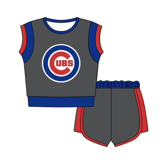 Custom moq 5 mix size milk silk summer teams Gray Sleeveless O-Neck Top And Shorts Set Cute And Comfortable Kids' Outfit