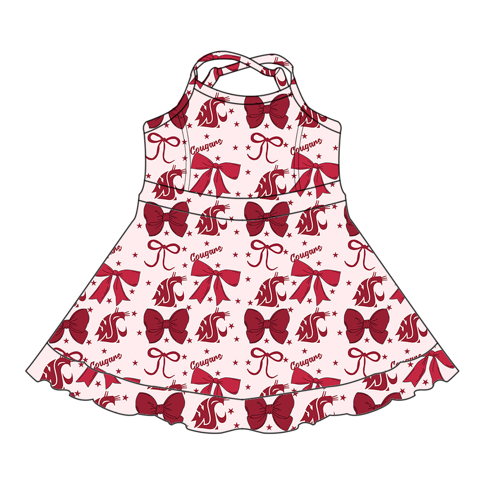 Custom moq 5 mix size milk silk summer teams baby girls clothes team bow red sleeveless skirts sets and dress 1 and dress 2 and dress 3-25.6.25