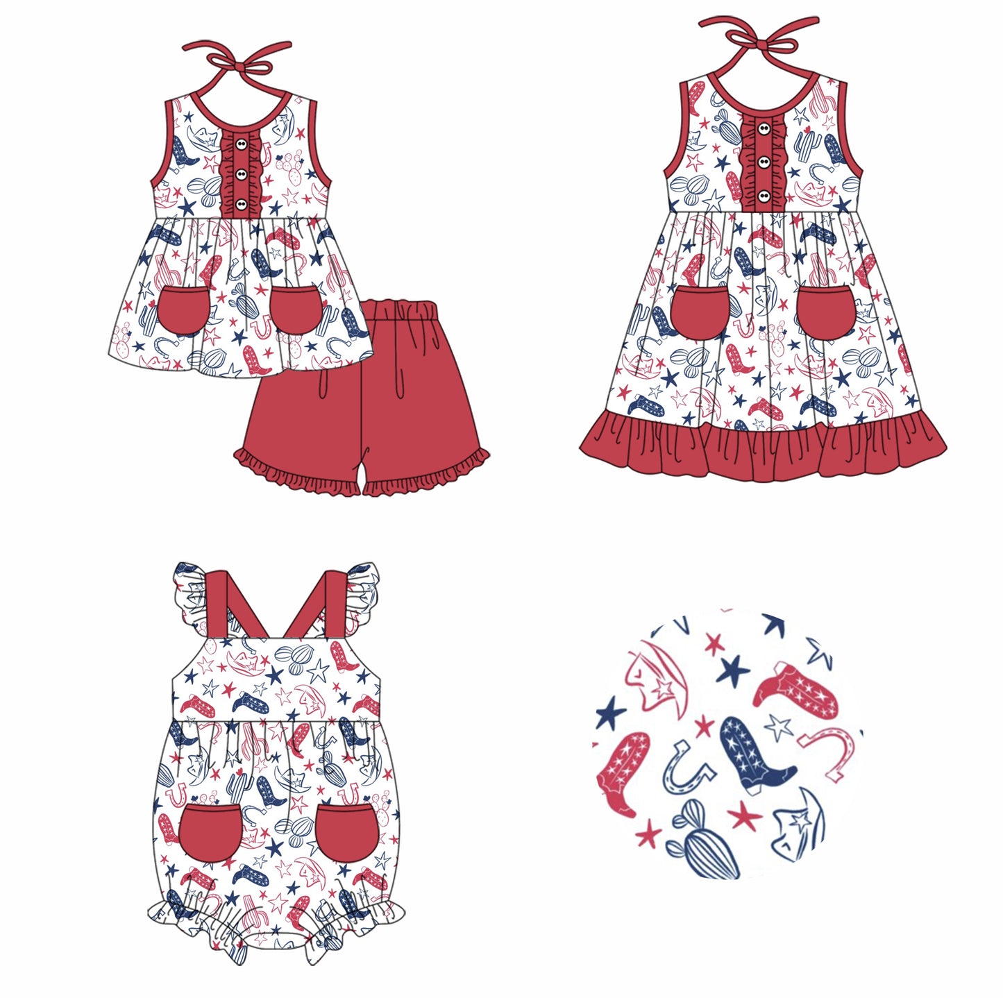 11.23 custom each style moq 5eta 4-6week Sibling Sister boots catcus baby girl short sleeve shorts sets and dress and rompers match family design