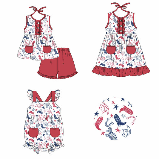 11.23 custom each style moq 5eta 4-6week Sibling Sister boots catcus baby girl short sleeve shorts sets and dress and rompers match family design