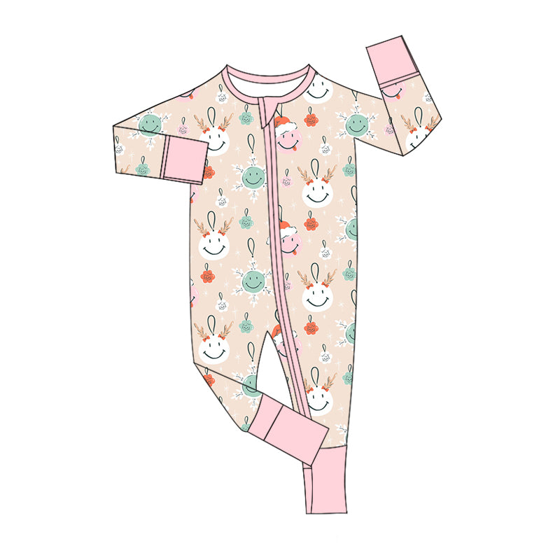 8.21 custom each style moq 5eta 4-6week Sibling Sister Christmas smiley baby girls sets and rompers match family design