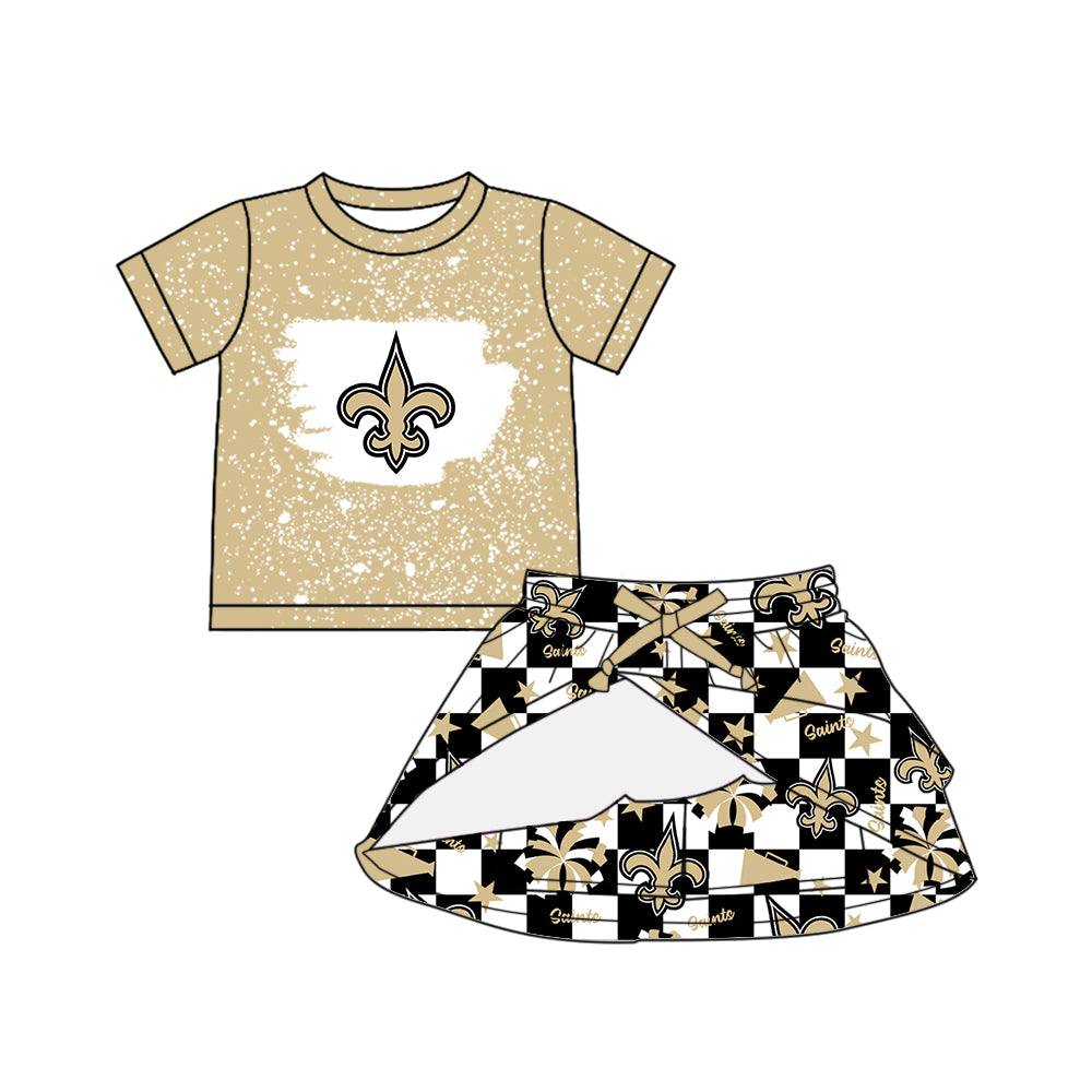 Custom moq 5 mix size milk silk summer teams baby girls clothes team khaki sleeveless shorts sets and skirts sets and dress and jumpsuit-25.7.16
