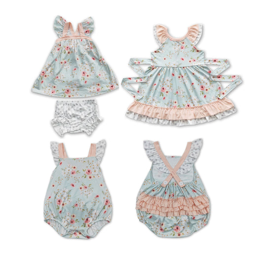 RTS Boys and girls floral Short Sleeve rompers briefs sets dress