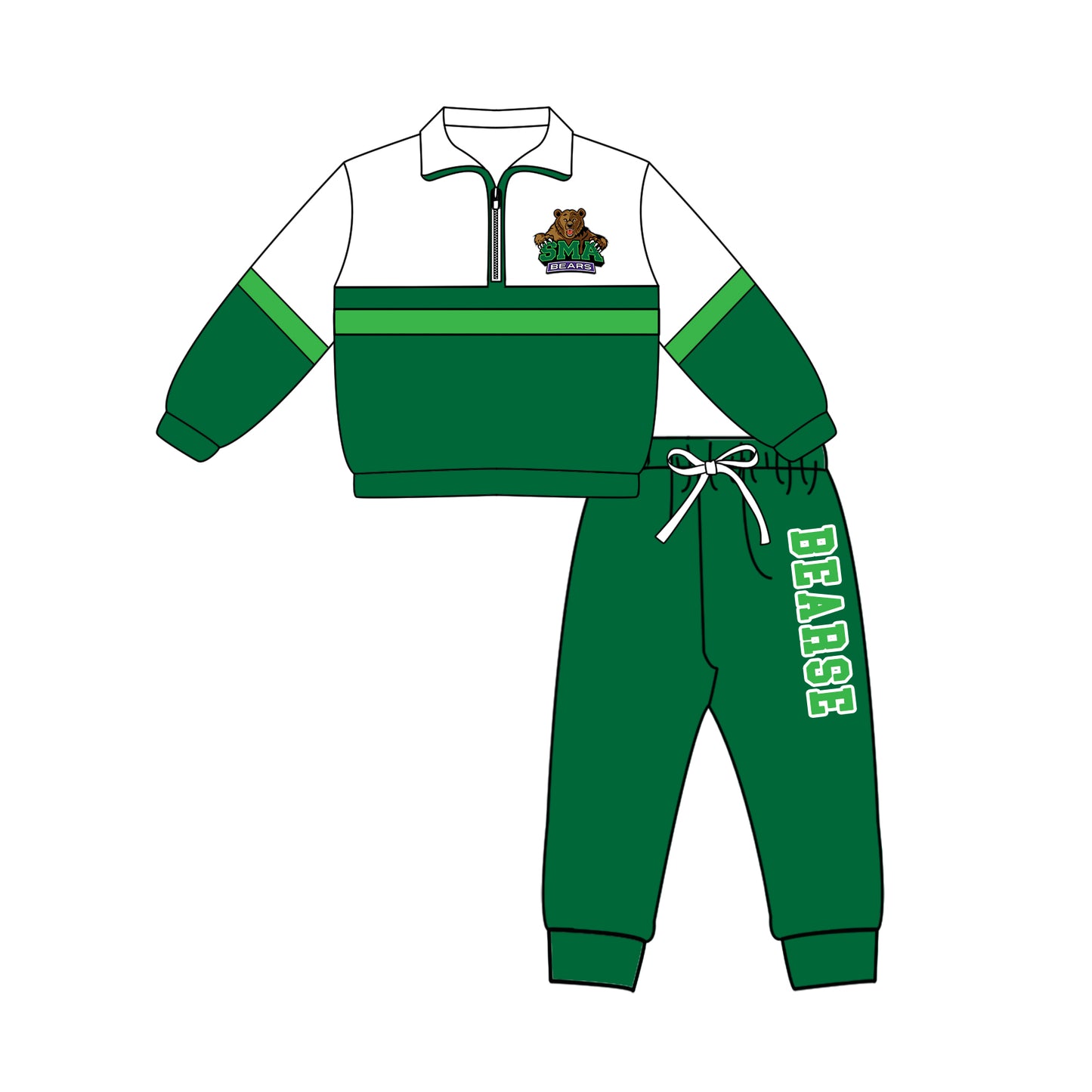 Custom moq 5 mix size milk silk summer teams Girls Green Polka Dot Top Shorts Set Top Skirt Short Set Zipper Pullover Jogger Pants Set