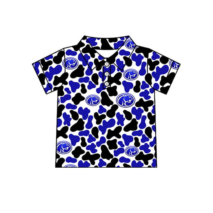 Custom moq 5 mix size summer teams Baby Boys Camo Print Short Sleeve Button Polo Top