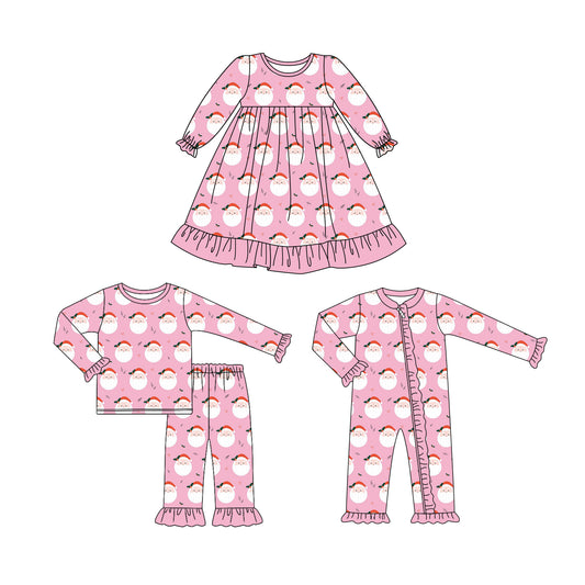 25.6.21 custom each style moq 5eta 4-6week Sibling Sisters Christmas pink baby girl long sleeve pants sets and dress and rompers match family design