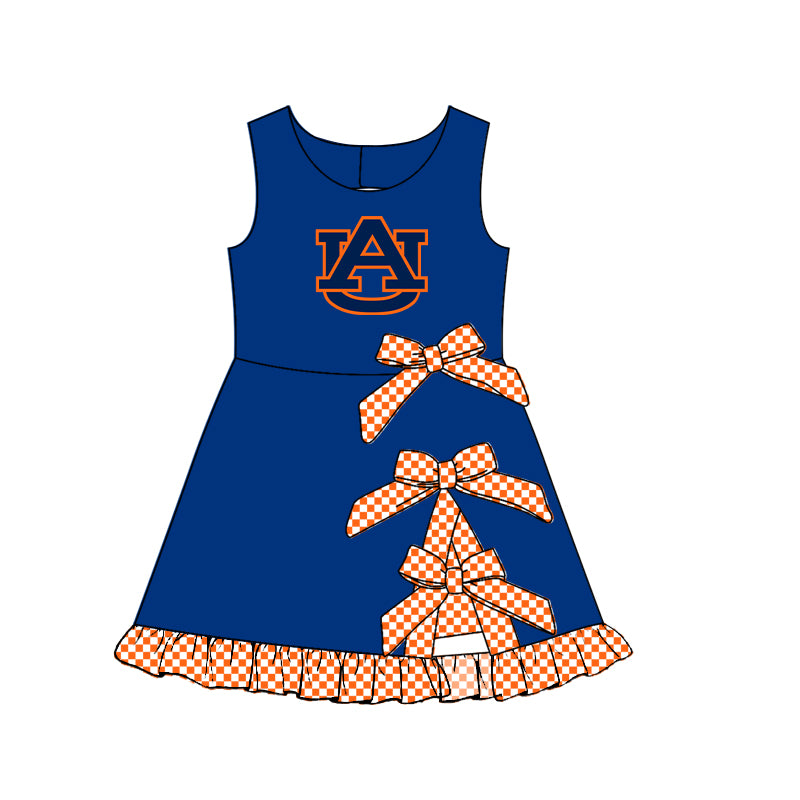 Custom moq 5 mix size summer teams Baby Girls Sleeveless Checked Bow Scallop Edge Ruffle Shorts Liner Knee Length Yoga Dresses