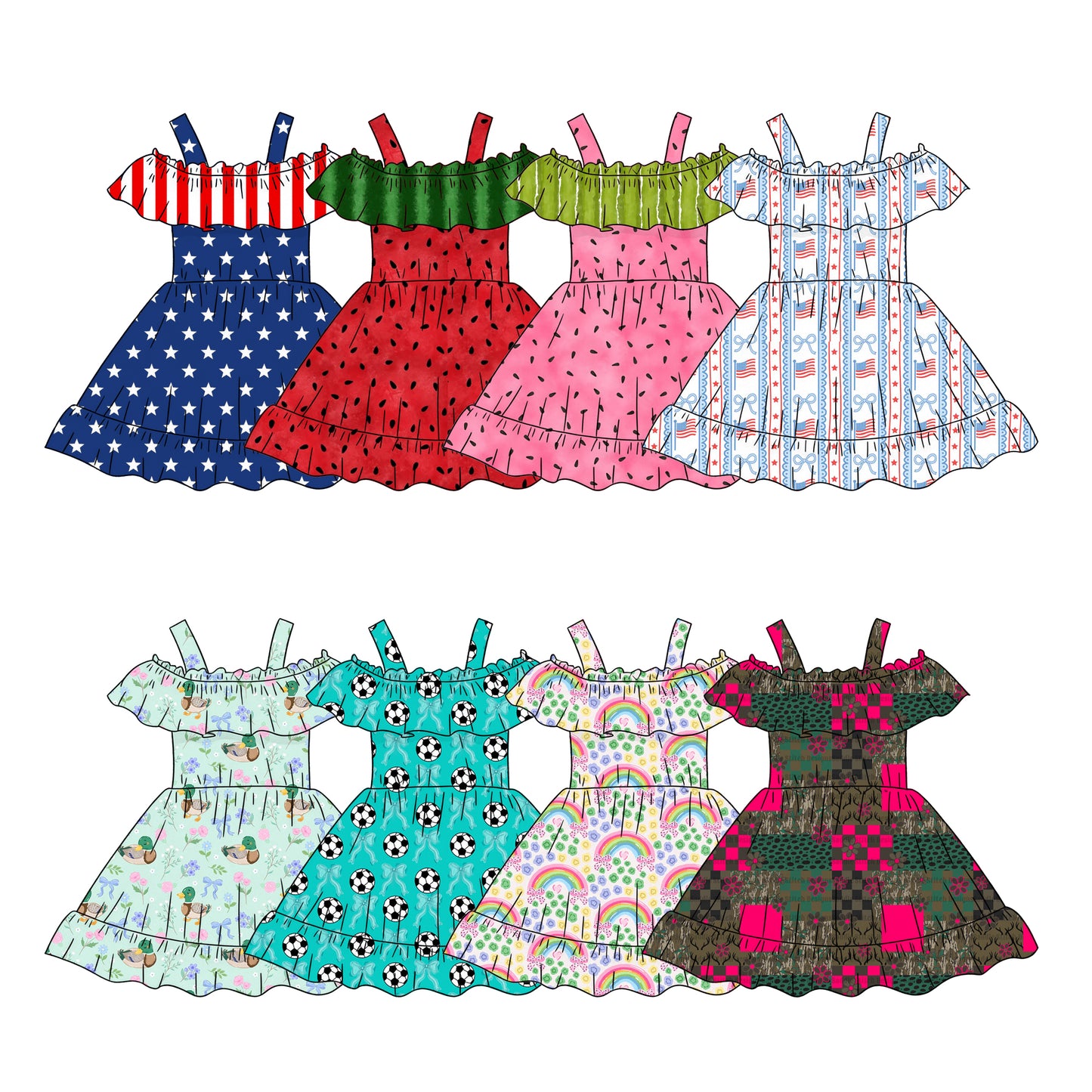 4.8   Custom moq 5 mix size Sibling Baby Girl's Sleeveless Knee-Length Dress Summer Clothing