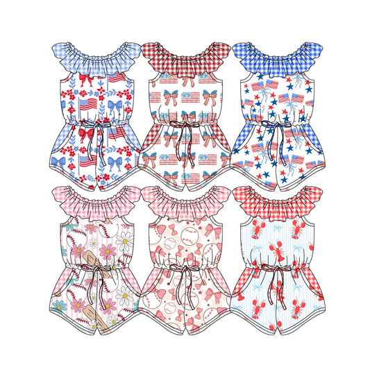 25.12.26 custom each style moq 5 eta 6-8week Sibling Sisters baby girl clothes short sleeve jumpsuits 6 match family design