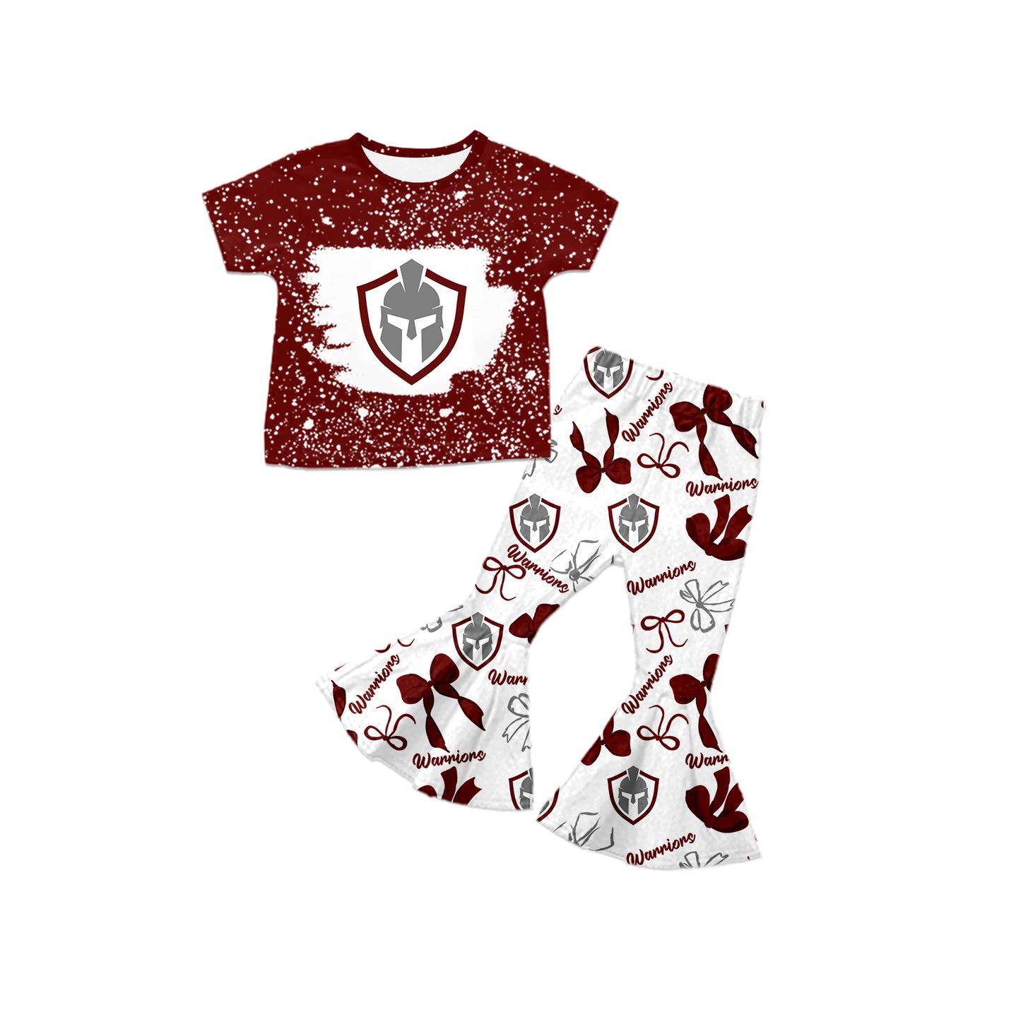 Custom moq 5 mix size milk silk summer teams baby girls clothes bow brick red short sleeve pants sets and hooded long sleeve pants sets-25.7.22