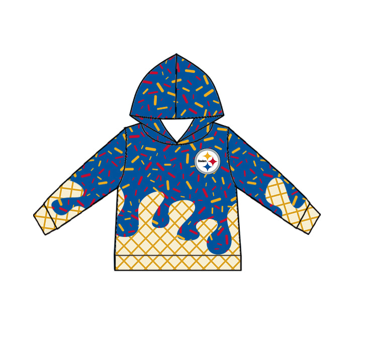 Custom summer teams baby girls clothes team blue hooded long sleeve tops and short sleeve top and dress and pants and shorts-25.6.18