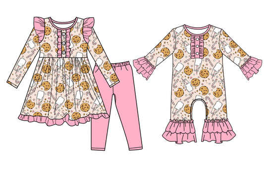 25.6.25 custom each style moq 5eta 4-6week Sibling Sisters Christmas baby girl long sleeve pants sets and rompers match family design