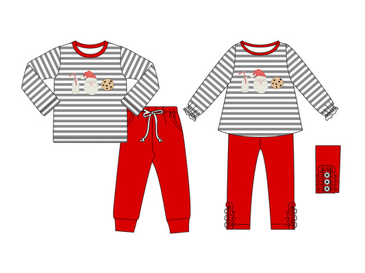25.8.16 custom each style moq 5 eta 4-6week Sibling Sisters Christmas baby girl long sleeve pants sets 2