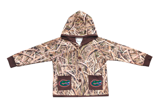 Custom moq 5 mix size milk silk baby boys clothes team summer camouflage button hooded long sleeve top-25.11.25