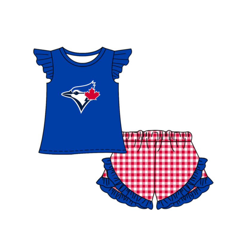 Custom moq 5 mix size milk silk summer teams Baby Boys And Girls Blue Short-Sleeved Shirt And Shorts Set Matching Striped Rompers Outfit Set