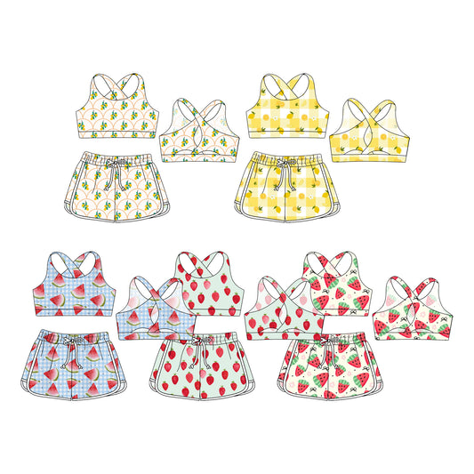 3.29 custom each style moq 5eta 4-6week Sibling Sister baby girls short sleeve set and set 5 match design