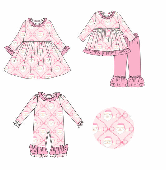 25.7.23 custom each style moq 5eta 4-6week Sibling Sisters Christmas bow baby girl long sleeve pants sets and dress and rompers match family design