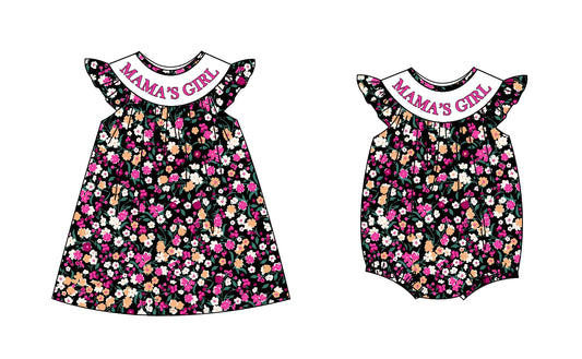 25.9.30 custom each style moq 8 eta 6-8week Sibling Sisters MAMA GIRL baby girl short sleeve dress and rompers match family design