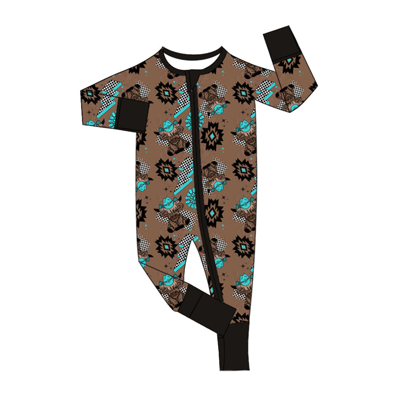7.20 custom each style moq 5eta 4-6week Sibling Sister cow head brown baby boys sets and rompers match family design