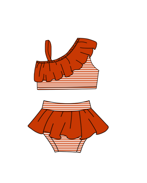 Custom moq 5 mix size milk silk summer teams Orange-Red baby girl boys clothes Two-Piece Swimsuit Set One Piece Swimsuits boy swim trunks