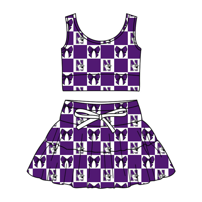 Custom moq 3 or 5 mix size milk silk summer teams baby girl clothes purple sleeveless skirts sets 3 and dresss and shorts-26.1.22