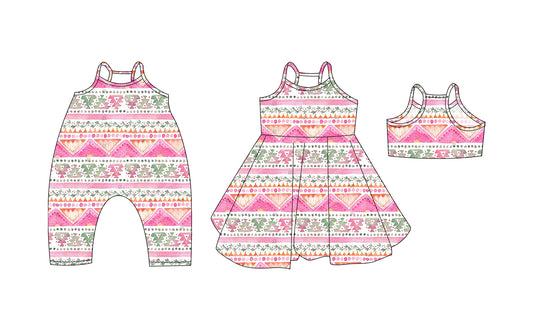 3.19 custom each style moq 5eta 4-6week Sibling Sisters baby girl short sleeve dress and rompers match family design