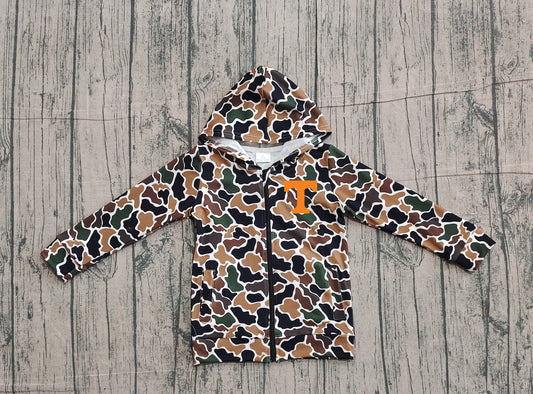 Custom moq 5 mix size milk silk baby boys clothes team summer camouflage zipper hooded long sleeve top-25.11.22