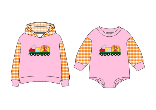 25.7.9 custom each style moq 5eta 4-6week Sibling Sisters turkey baby girl long sleeve romper and top match family design