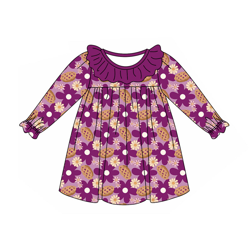 9.10 custom each style moq 5eta 4-6week Sibling Sister floral purple baby girl sets and dress and rompers match family design