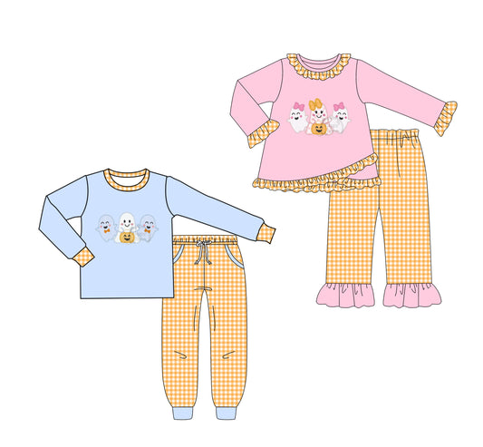 25.6.10 custom each style moq 5eta 4-6week Sibling Sisters halloween baby girl long sleeve pants sets 1 and sets 2 match family design