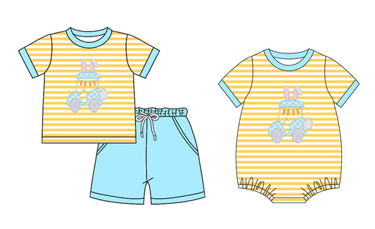 25.12.12 custom each style moq 5 eta 6-8week Sibling Sister easter baby boy short sleeve shorts sets and romper match design