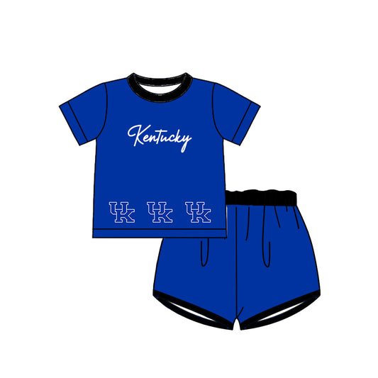 Custom moq 5 each style eta 6-8weeks baby boy clothes team blue short sleeve shorts sets-25.10.14