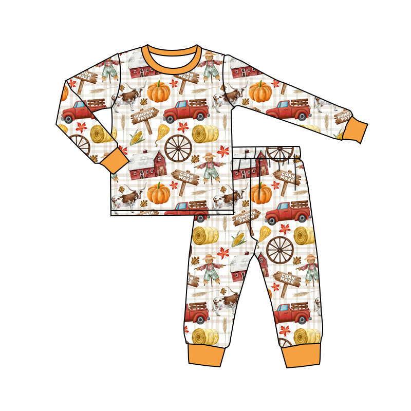 8.6 custom each style moq 5eta 4-6week Sibling Sister pumpkin baby boys sets and rompers match family design