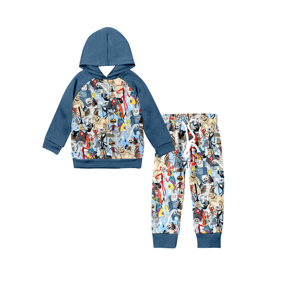6.6 custom each style moq 5 eta 4-6week baby boys clothes navy blue hooded long sleeve pants outfits