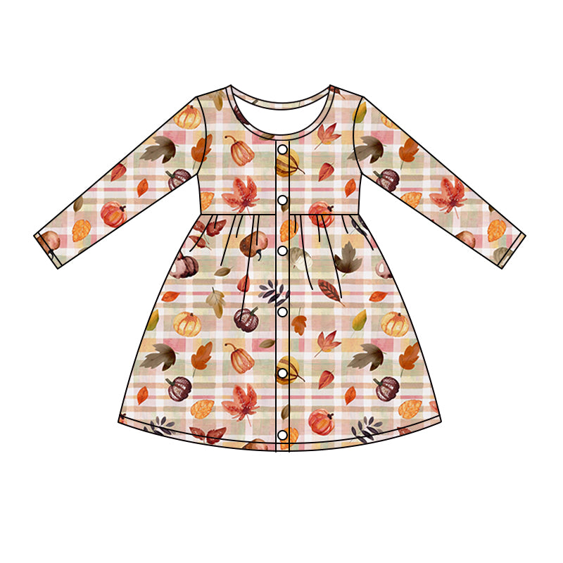 8.15 custom each style moq 5eta 4-6week Sibling Sister pumpkin leaf baby girl sets and dress and rompers match family design