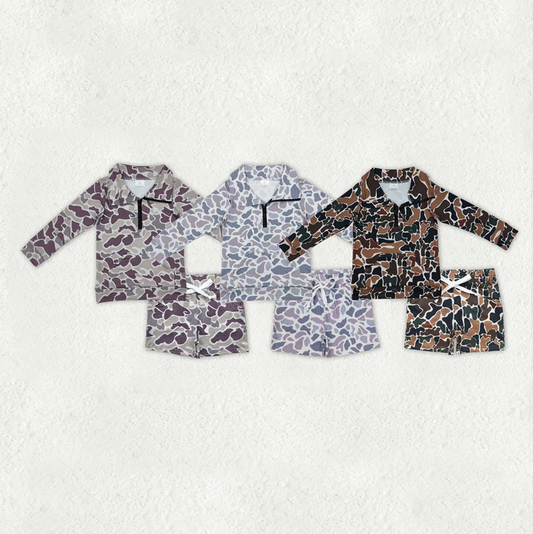 RTS NO MOQ Sibling baby boy clothes camouflage hooded long sleeved sets