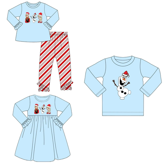 Custom moq 5 each style eta 6-7weeks baby girl clothes Christmas long sleeve pant sets and dress and top-25.7.25