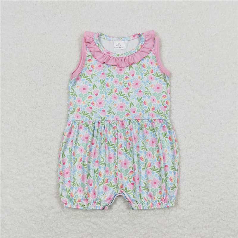 RTS girls floral Short Sleeve Shorts sets dress romper