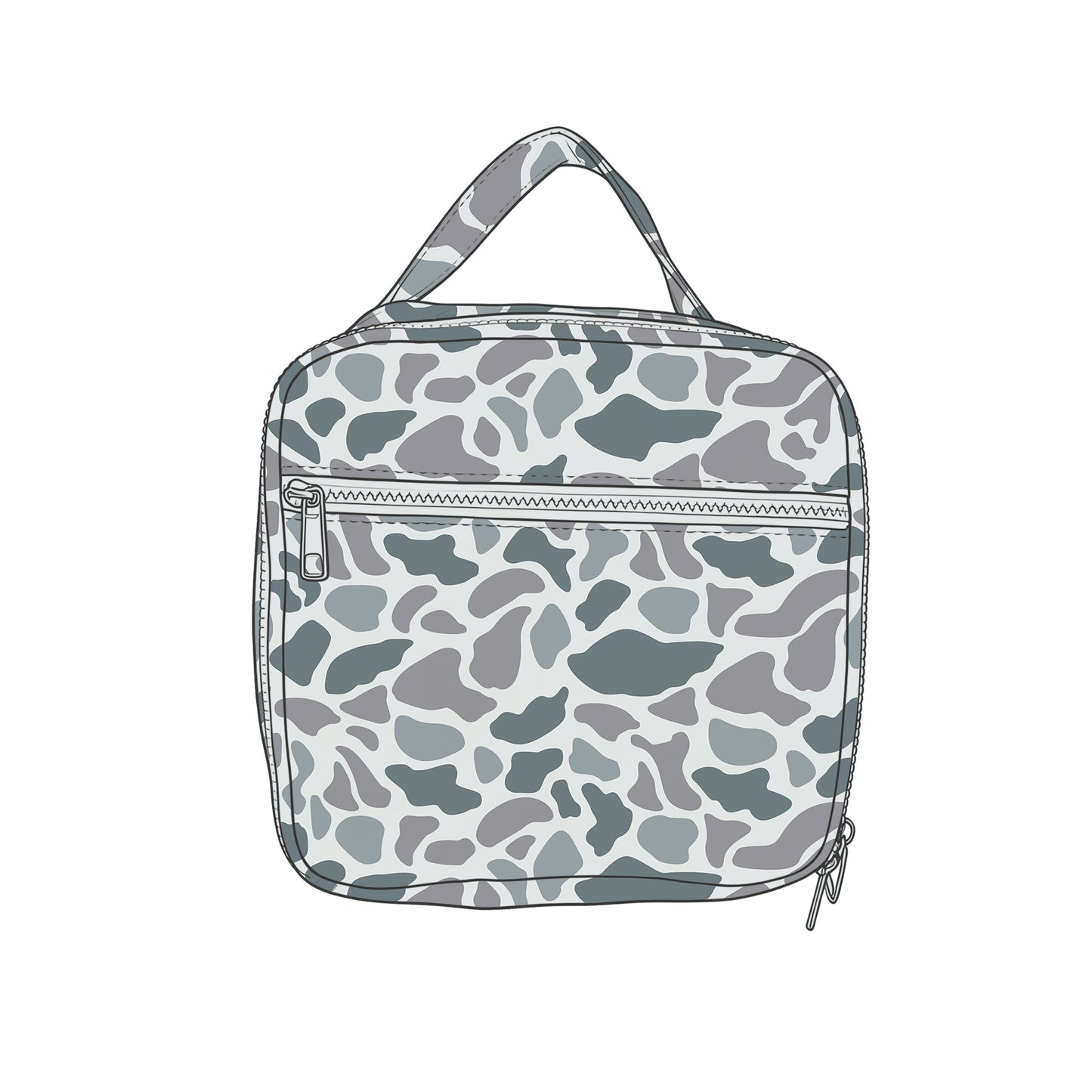 (Preorder new) No moq BA0382 Baby Grey Camo Print Zipper Lunch Box