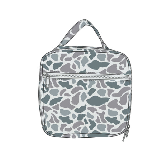 (Preorder new) No moq BA0382 Baby Grey Camo Print Zipper Lunch Box