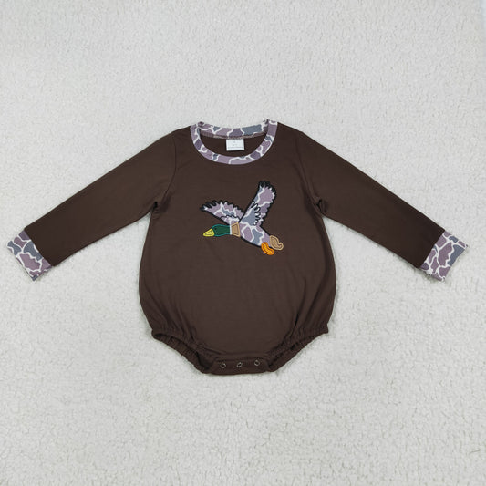 RTS NO MOQ（In Stock) LR2310 Embroidered camouflage duck brown long-sleeved jumpsuit