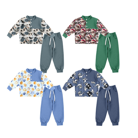 25.7.11 custom each style moq 5eta 4-6week Sibling Sisters baby boy long sleeve pants sets 1 and sets 4 match family design