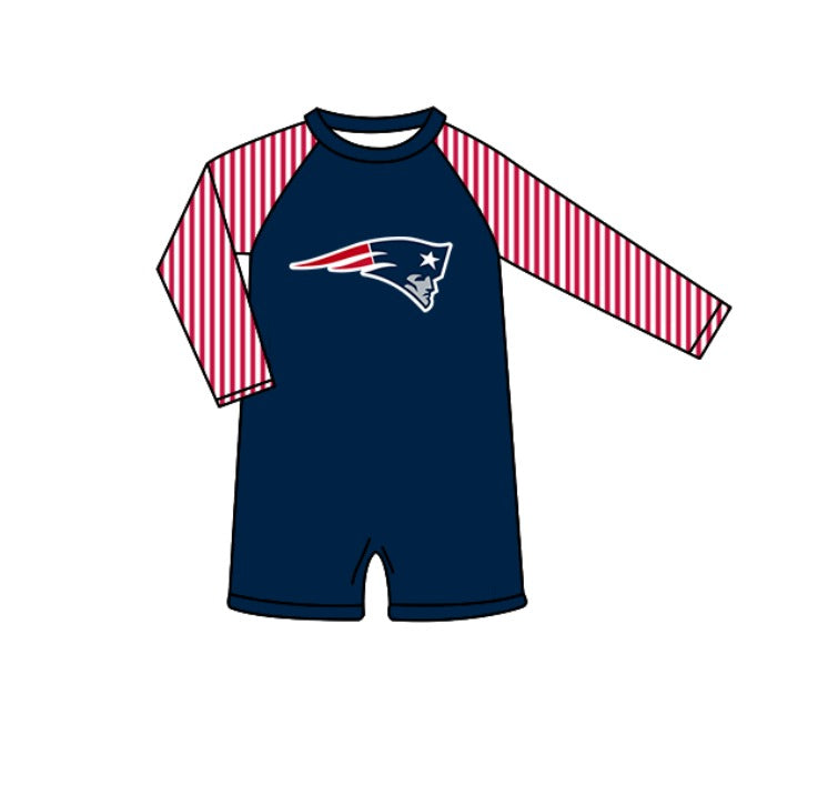 Custom moq 5 mix size milk silk summer teams Navy Blue baby girl boys clothes Two-Piece Swimsuit Set One Piece Swimsuits boy swim trunks