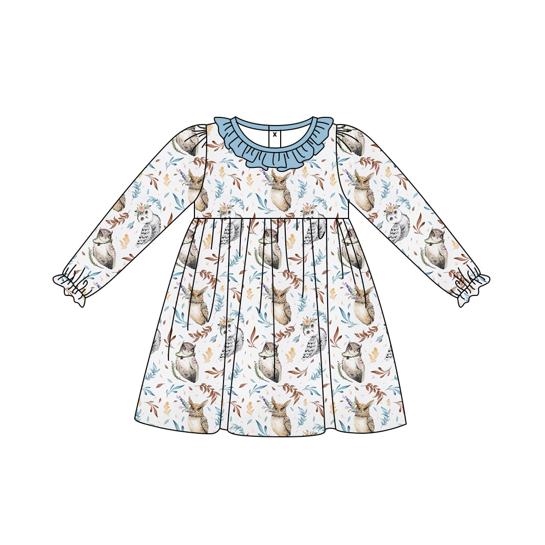 7.11 custom each style moq 5eta 4-6week Sibling Sister blue baby girls sets and dress and rompers match family design